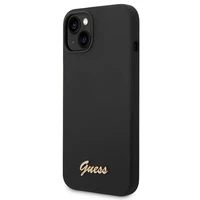 Guess GUHCP14MSLSMK iPhone 14 Plus 6.7 "melns/melns cietais apvalks Silicone Vintage Gold Logo