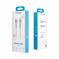 Forever Sleek kabelis USB-C - USB-C 1,0 m 100W balts