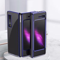 Plating apvalks cietais apvalks ar elektroplāksnes rāmi Samsung Galaxy Fold zils