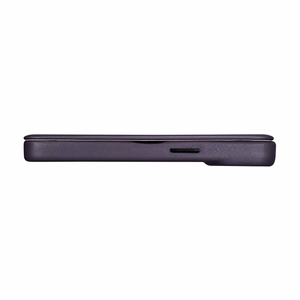 iCarer CE Premium ādas folio viedtālruņa apvalks iPhone 14 Plus magnētiskais atveramais ādas folio apvalks MagSafe tumši violeta