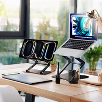 Wozinsky WRS-CPY75DSB alumīnija klēpjdatora un planšetdatora statīvs + bezmaksas viedtālruņa statīvs - melns