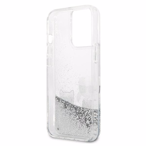 Karl Lagerfeld šķidrs spīdums Karl&Choupette apvalks iPhone 13 Pro / 13 6.1" - sudraba