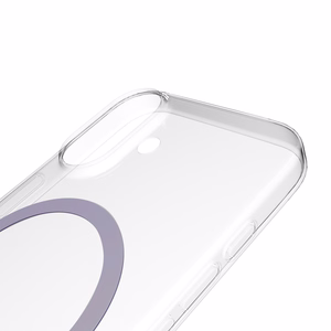 Чехол Puro Lite Mag TPU+PC совместимый с MagSafe для iPhone 17 - прозрачный с розовым кольцом
