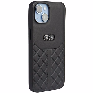 Audi īstas ādas viedtālruņa apvalks iPhone 14 6.1 melns