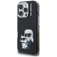 Karl Lagerfeld IML Aquarelle Karl & Choupette & Logo iPhone 16 Pro macins - melns