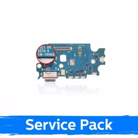 Charging Port Saderīgs ar Samsung S906 S22 Plus Ar Flex / Plata (Service Pack)