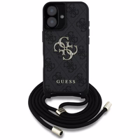 Guess 4G Big Logo Cord Stap viedtālruņa apvalks iPhone 16 Plus - melns