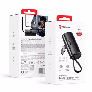 Внешний аккумулятор Forcell F-Energy Power Plug F5K3 PD 20W 5000 mAh со встроенным коннектором Lightning чёрный
