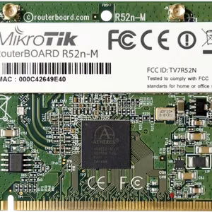 RouterBOARD R52Nm divu joslu mini PCI Wi-Fi karte, 802.11a/b/g/n, 23 dBm, MMCX