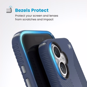 Speck Presidio2 Grip vāciņš ar MagSafe un ClickLock iPhone 16 tālrunim, Coastal Blue/Dust Grey