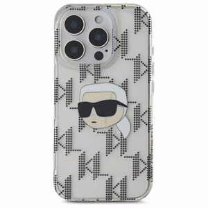 Karl Lagerfeld IML Karl galvas elektroplēts iPhone 16 Pro apvalks - caurspīdīgs