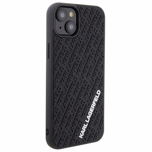 Karl Lagerfeld 3D gumijas daudzveidīgs logotips viedtālruņa apvalks iPhone 15 Plus - melns