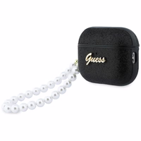 Guess Glitter Pearl Siksniņa Maciņš for AirPods Pro 3 - melns