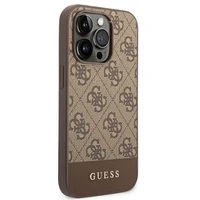 Guess GUHCP14XG4GLBR iPhone 14 Pro Max 6.7" brūns/brūns cietais apvalks 4G Stripe kolekcija