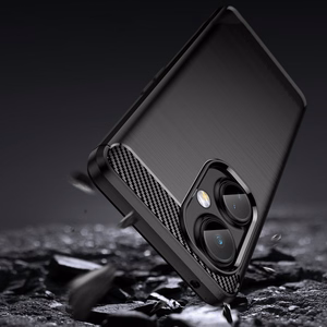 Carbon viedtālruņa apvalks OnePlus Nord CE 3 elastīgs silikona oglekļa apvalks melns