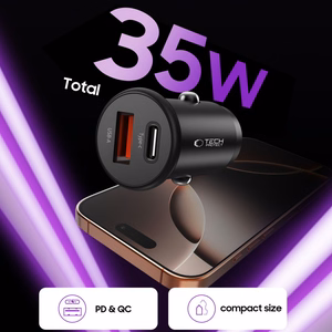 Tech-Protect CC02 35W Car Charger 2-Port USB-C / USB-A - Black