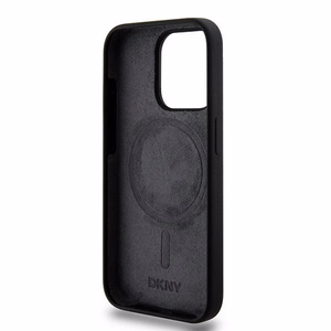 DKNY Liquid Silicone White Printed Logo MagSafe Viedtālruņa apvalks iPhone 15 Pro - melns (m)