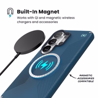 Speck Presidio2 Grip Magnet - Samsung Galaxy S26 Ultra MagSafe Case (Deep Sea/sudraba Metallic/Spell zils)