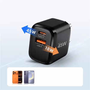 Tech-Protect NCA45W-GAN 2 portu USB-C / USB-A 45W sienas lādētājs - melns