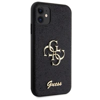 Guess GUHCN61HG4SGK apvalks iPhone 11 / Xr - melns mirdzošs uzraksts Liels 4G