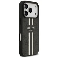 GUESS viedtālruņa apvalks IPHONE 17 Pro, saderīgs ar MagSafe GUHMP17LP4RPSK (4G Printed Stripes), melns