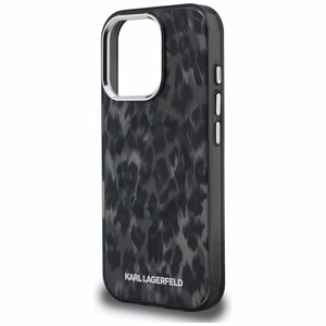 Karl Lagerfeld IML Leopard Pattern MagSafe macins iPhone 16 Pro Max - melns