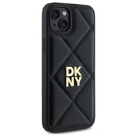 DKNY Quilted Stack Logo viedtālruņa apvalks iPhone 15 Plus - melns