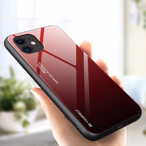 Gradient Glass Durable Cover with Tempered Glass Back iPhone 12 mini black-red