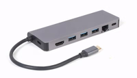 Gembird A-CM-COMBO5-05 USB Type-C 5-in-1 multi-port adapter (Hub + HDMI + PD + card reader + LAN)
