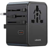 Tīkla lādētājs USAMS Travel Adapter CC310 3xUSB-C 70W 4in1 US/AU/EU/UK melns