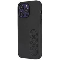 Audi sintētiskās ādas viedtālruņa apvalks iPhone 14 Pro Max 6.7" melns/melns cietais apvalks AU-TPUPPCIP14PM-TT/D1-BK