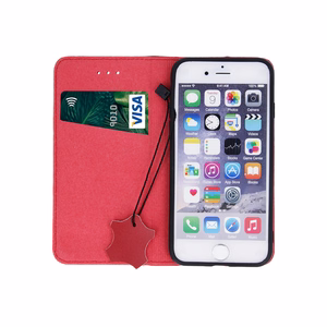 Genuine Leather Viedais Pro for iPhone 17 6,3" tumši sarkans