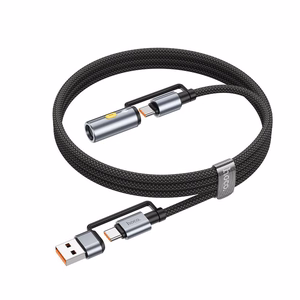 Kabelis All-in-one USB A / USB C uz USB C / Auto piepīpētājs Hoco 3A 60W 1,2 m U138 melns