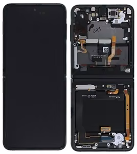 LCD ekrāns Samsung F711 Z Flip3 5G ar skārienjutīgu ekrānu un rāmi (iekšējais) Phantom Black oriģināls (lietots, Grade B)