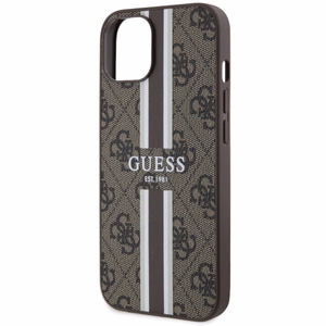 Guess GUHMP14MP4RPSW iPhone 14 Plus 6.7" brūns/brūns cietais apvalks 4G Printed Stripes MagSafe