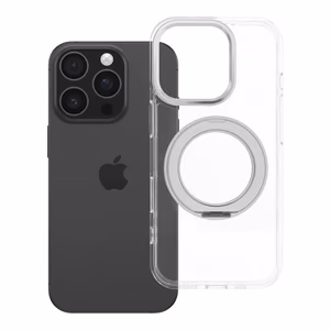Case for iPhone 16 PRO Frame Circle Stand compatible with MagSafe transparent