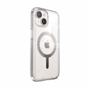 Speck GemShell Grip MagSafe vāciņš ierīcei iPhone 17e / 16e / 15 / 14 / 13, caurspīdīgs, ar hroma apdari