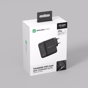 Amazing Thing Sienas lādētājs Thunder Pro GaN EUTH66W - USB + 2xType C - PD 66W melns