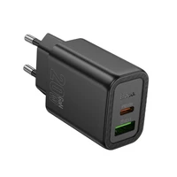 Lādētājs Hoco USB-A + USB-C QC3.0 PD 3A 20W N61 melns
