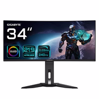GIGABYTE MO34WQC2 34" OLED WQHD Curved Gaming Monitor - 3440 x 1440, 240Hz, 0.03ms, KVM, 250 cd/m², FreeSync Premium Pro, DisplayHDR True melns 400, HDMI 2.1, Displayport 1.4
