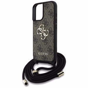 Guess 4G Big Logo Cord Stap viedtālruņa apvalks iPhone 16 Plus - brūns