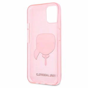 Karl Lagerfeld Glitter Karl's Head apvalks iPhone 13 mini - rozā