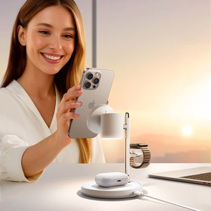 Joyroom JR-W23 Qi2 4-in-1 galda lādētājs ar iebūvētu induktīvo naktslampu - balts