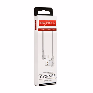 Kabelis MX CORNER ātrās uzlādes Lightning 2.4A/1M, balts leņķa