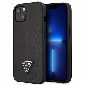 Guess GUHCP13SPSATLK iPhone 13 mini 5.4" чёрный/чёрный жёсткий чехол SaffianoTriangle Logo