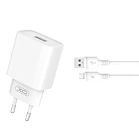 XO sienas lādētājs CE02D QC 3.0 18W 1x USB balts + microUSB kabelis