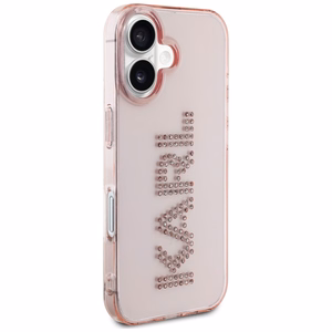 Karl Lagerfeld IML Rhinestones Logo viedtālruņa apvalks iPhone 16 - rozā