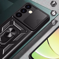 Hybrid Armor Camshield bruņots viedtālruņa apvalks Samsung Galaxy S24+ ar kameras vāciņu - melns