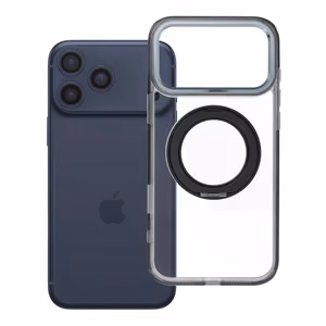 Case for iPhone 17 Pro Max / 18 Pro Max ( low camera edge) Frame Circle Stand compatible with MagSafe black