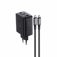 Acefast 2in1 lādētājs GaN 65W USB Type C / USB, HDMI adapteris 4K 60Hz (komplekts ar kabeli) melns (A17 melns)